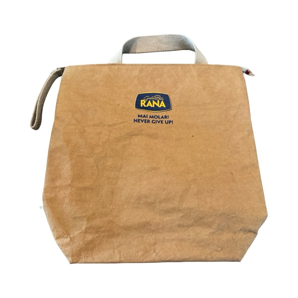 Rare Giovanni Rana Paper Tote Bag‎ Mai Molar Never Give Up Brown Italy Promotion